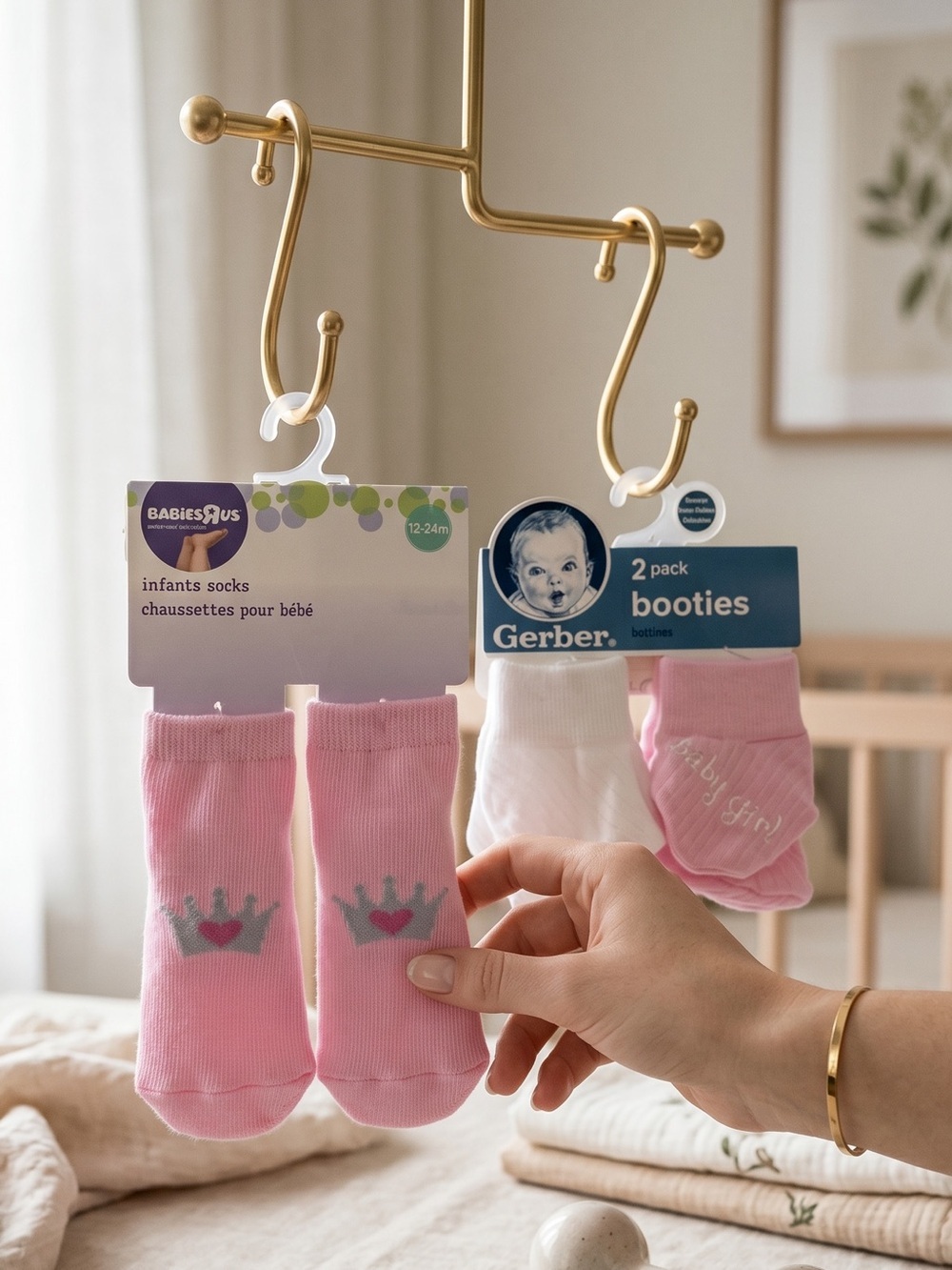 Gerber Pink and White Baby Socks & Booties Set